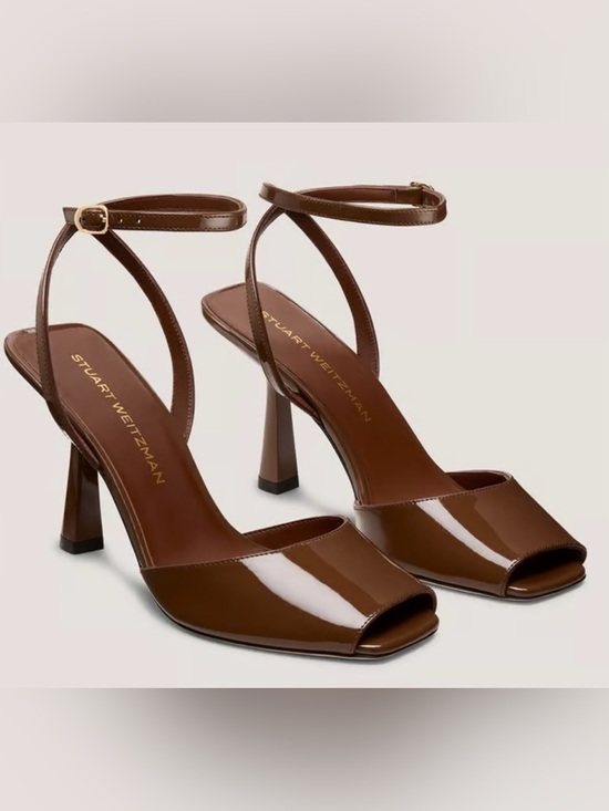 Stuart Weitzman Shoes - Stuart Weitzman Val Sandal 85 Brown Leather Ankle-Strap Stiletto